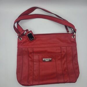 Tignanello Red Leather Purse Double Handle Shoulder Bag